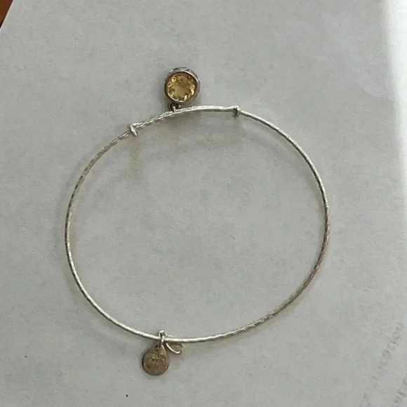 Alex and Ani yellow stone bangle In silver - Picture 2 of 3